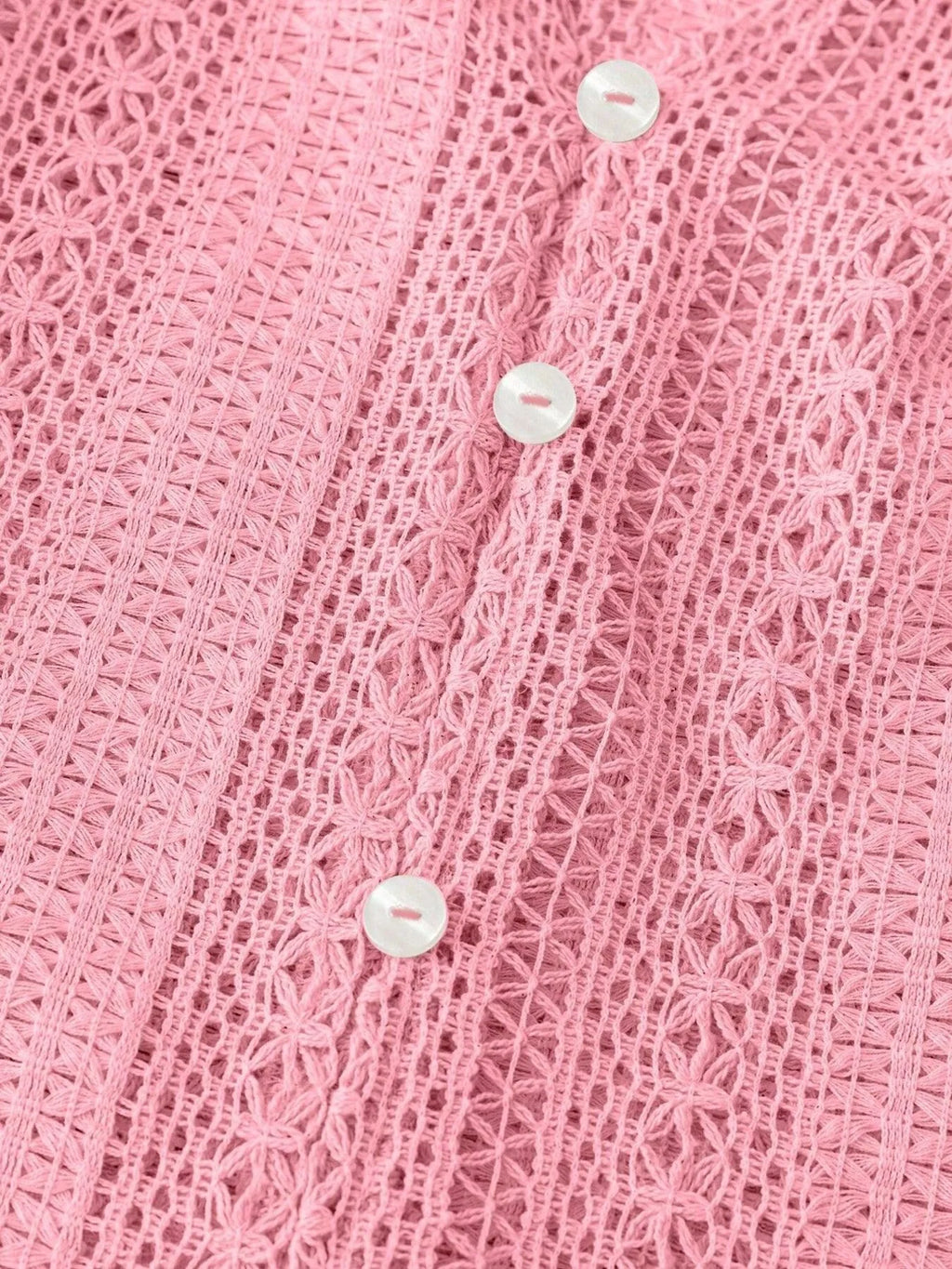 Sarah Express Women's Crochet Notched Button-Front Shirt