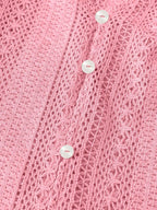 Sarah Express Women's Crochet Notched Button-Front Shirt