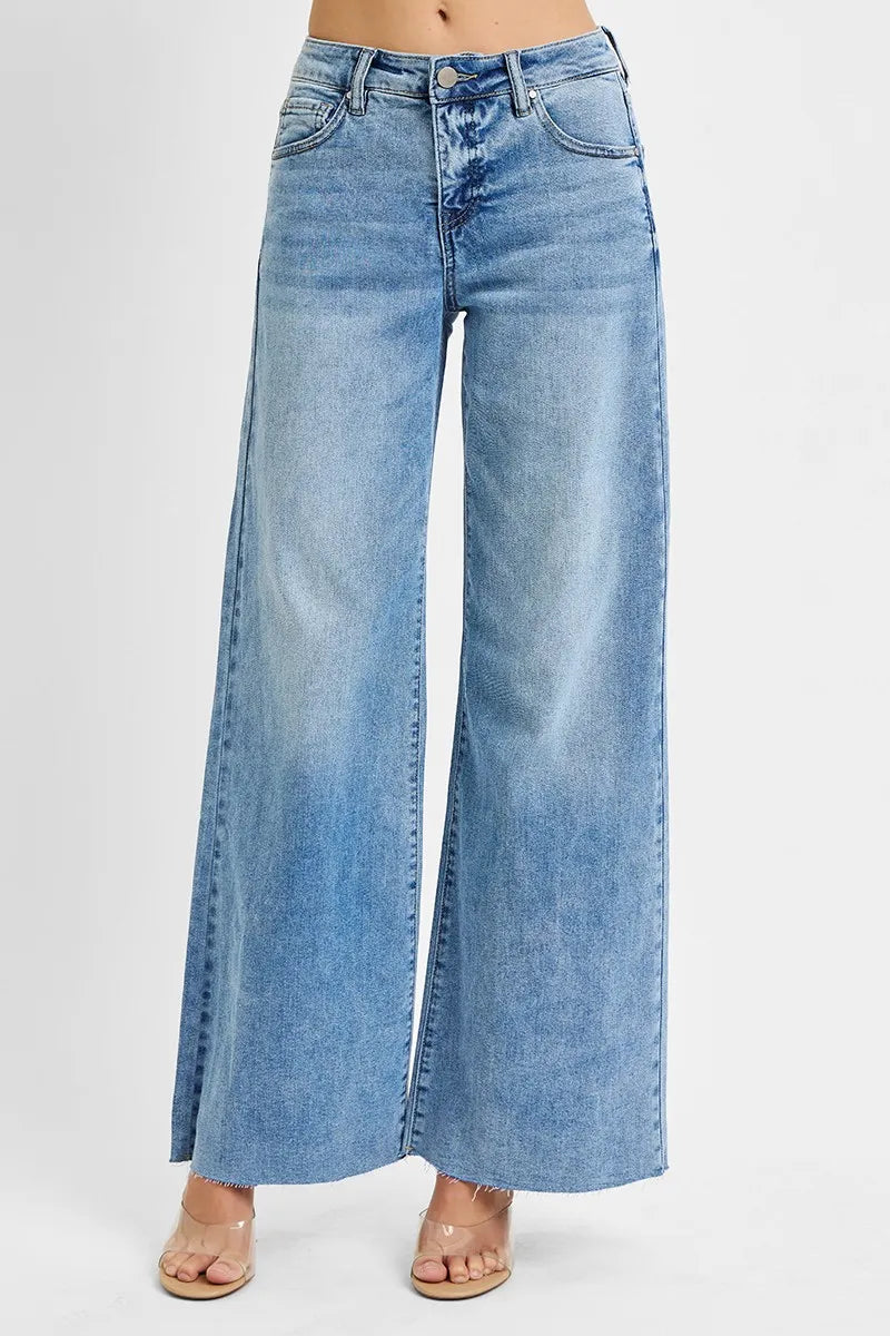 Sarah Express Women’s Plus Size High Rise Tummy Control Palazzo Jeans