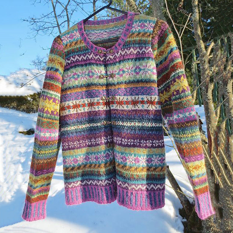 3D Digital Printing Cardigan Knitted Coat Women
