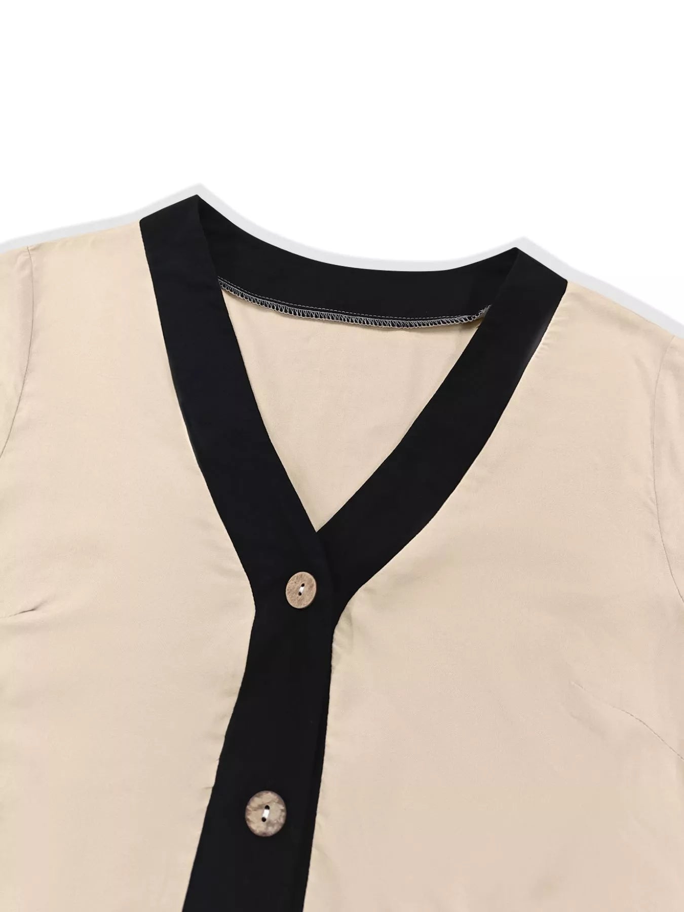 Sarah Express Women's Contrast Trim Button-Down Midi Dress