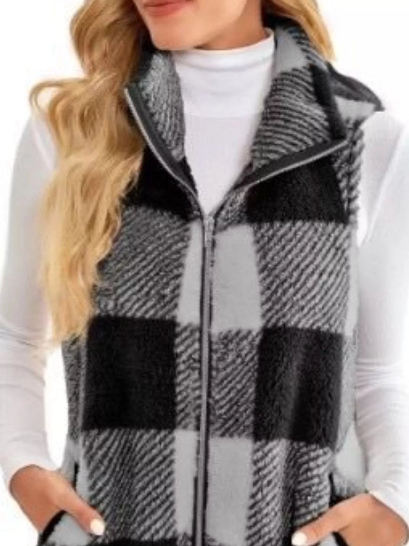 Sarah Express Women's Color Block Zip Up Vest Coat Plus Size