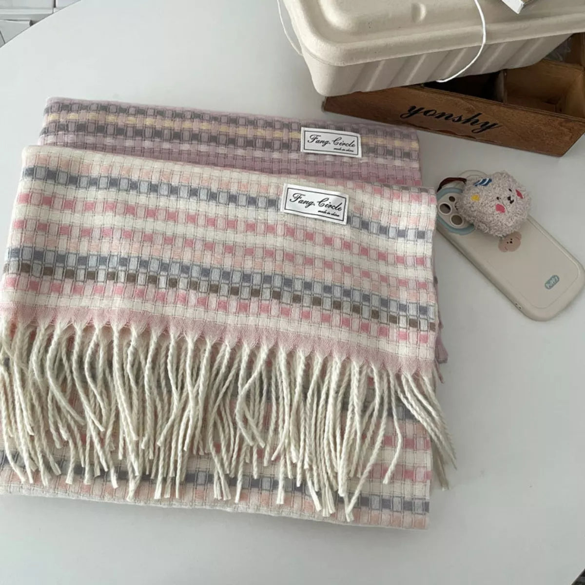 Sarah Express Women's Plaid Fringe Warm Scarf