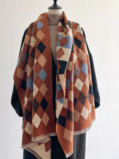 Sarah Express Women's Diamond Pattern Warm Scarf Style C One Size