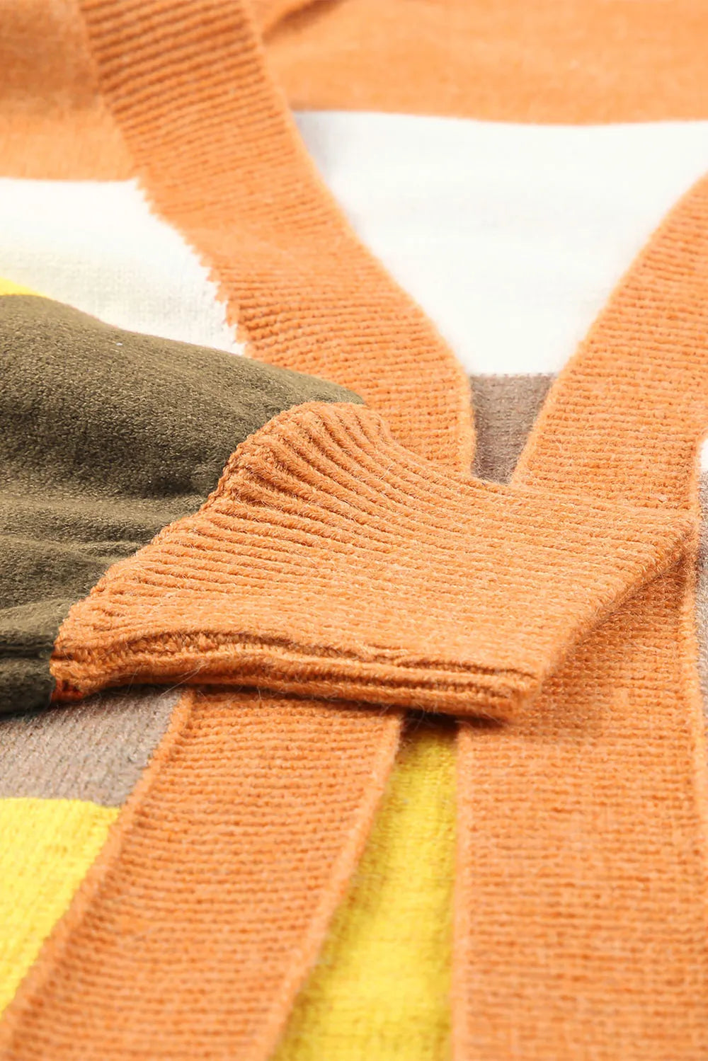 Sarah Express Women's Open Front Color Block Cardigan - Striped Knit Sweater