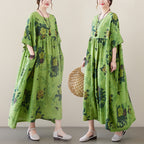 Sarah Express Renaissance Cotton Blend Maxi Dress Short Sleeve Round Neck Swing Silhouette