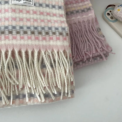 Sarah Express Women's Plaid Fringe Warm Scarf