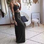 Sarah Express Women's Printed Tube Top Wide Leg Pants Two Piece Set Sleeveless