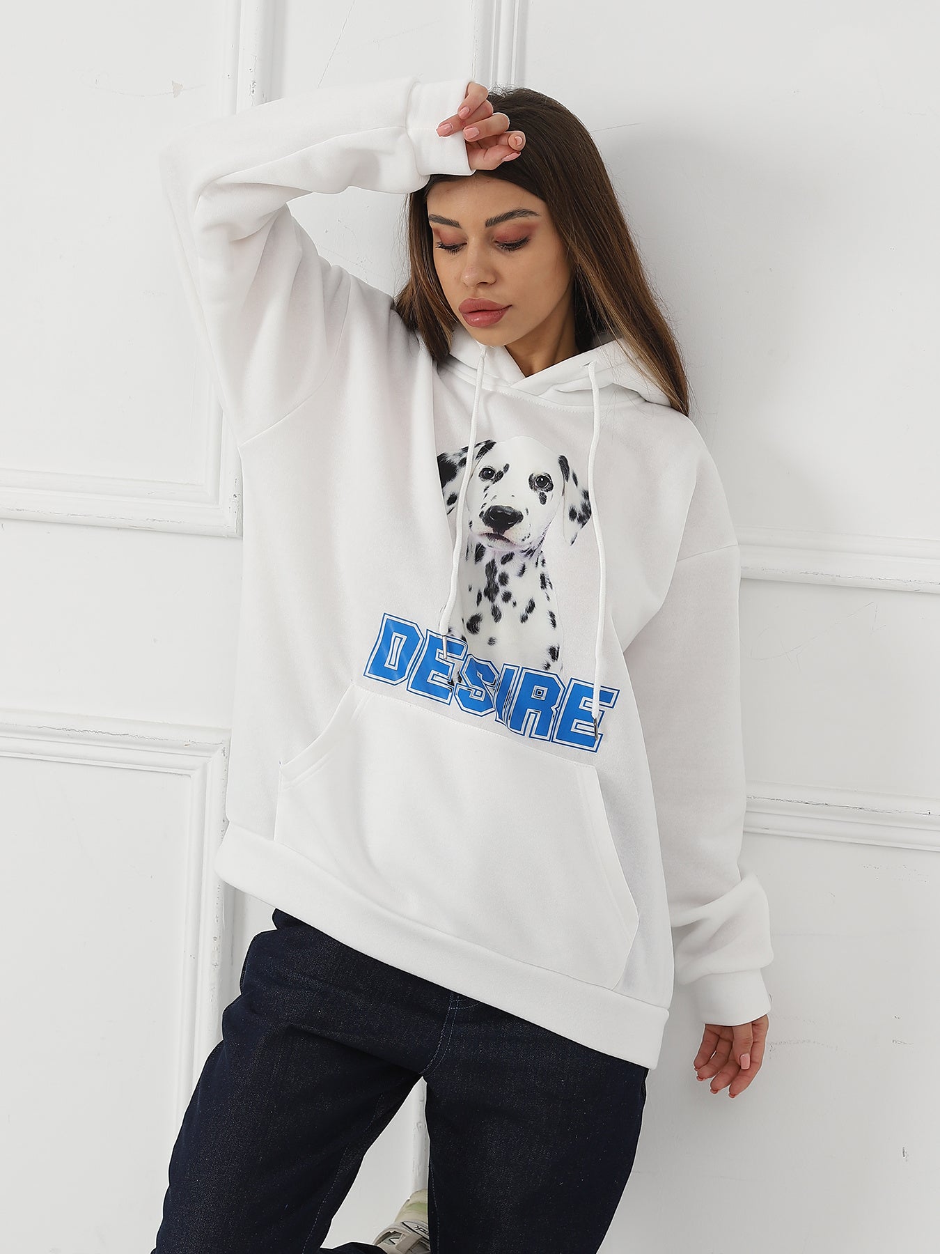 Sarah Express Women's Printed Long Sleeve Hoodie Sweatshirt - Casual Pullover Top