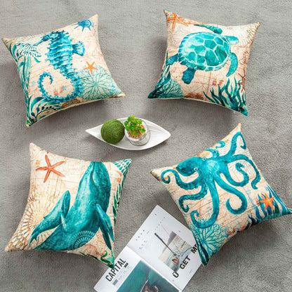 Sarah Express Sea Turtle Cushion Cover 45x45cm - Decorative Throw Pillow Case for Sofa Couch Bedroom Living Room