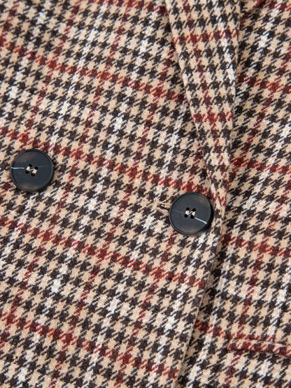 Sarah Express Women's Houndstooth Lapel Collar Blazer