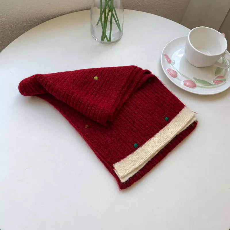 Sarah Express Women's Colorful Dot Knitted Cashmere Scarf Red One Size