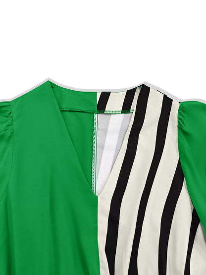 Sarah Express Women's Color Block Striped Long Sleeve Midi Dress with Belt