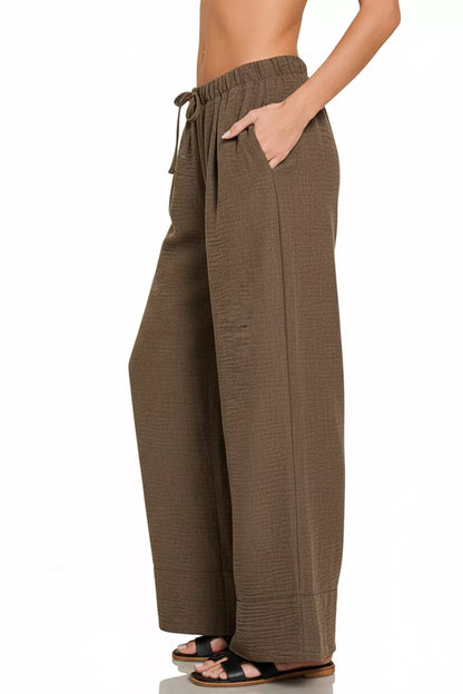 Sarah Express Women's Woven Airflow Drawstring Pants