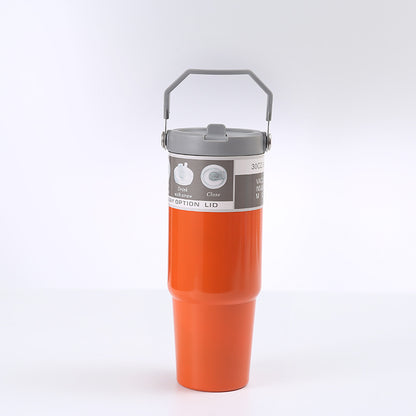 Sarah Express Insulated Stainless Steel Travel Tumbler with Handle - 20oz/30oz Vacuum Coffee Cup Water Bottle Orange 30oz890ml
