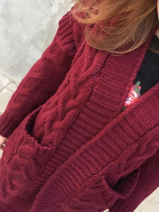 Sarah Express Women's Chunky Knit Open Front Cardigan Plus Size