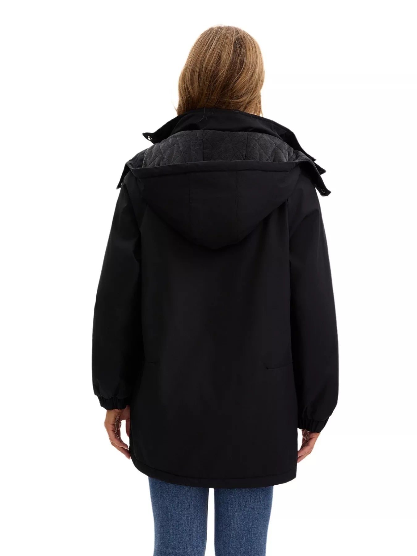 Sarah Express Women's Full Size Zip Up Hooded Parka Outerwear