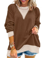 Sarah Express Women's Two-Tone Ribbed Knit Sweatshirt