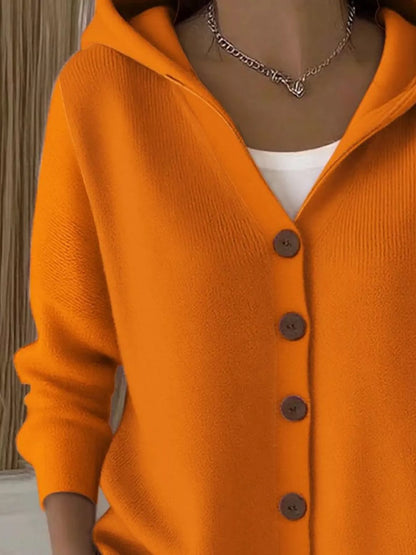 Sarah Express Women's Hooded Button-Down Knit Cardigan