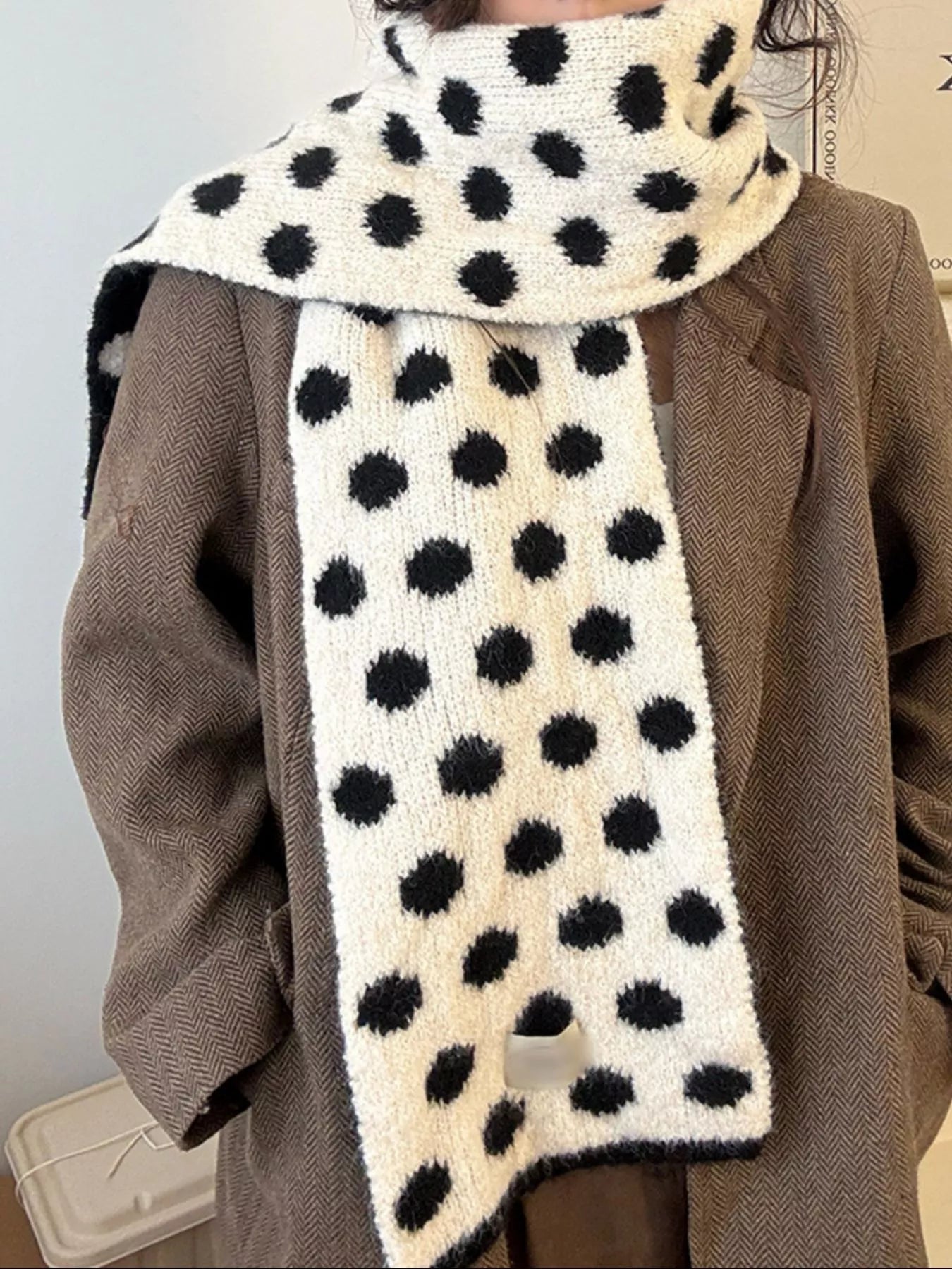 Sarah Express Women's Polka Dot Knitted Scarf