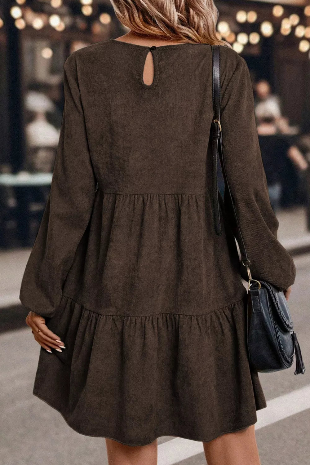 Sarah Express Women's Long Sleeve Tiered Mini Dress