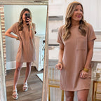Sarah Express Women's Striped Short Sleeve Pocket Dress Casual Pullover