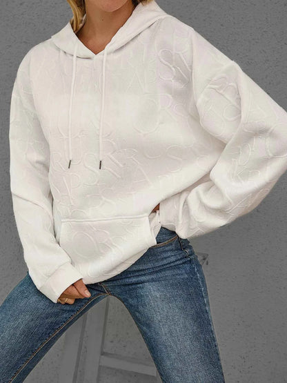 Sarah Express Women's Embossed Lettering Casual Hoodie Plus Size