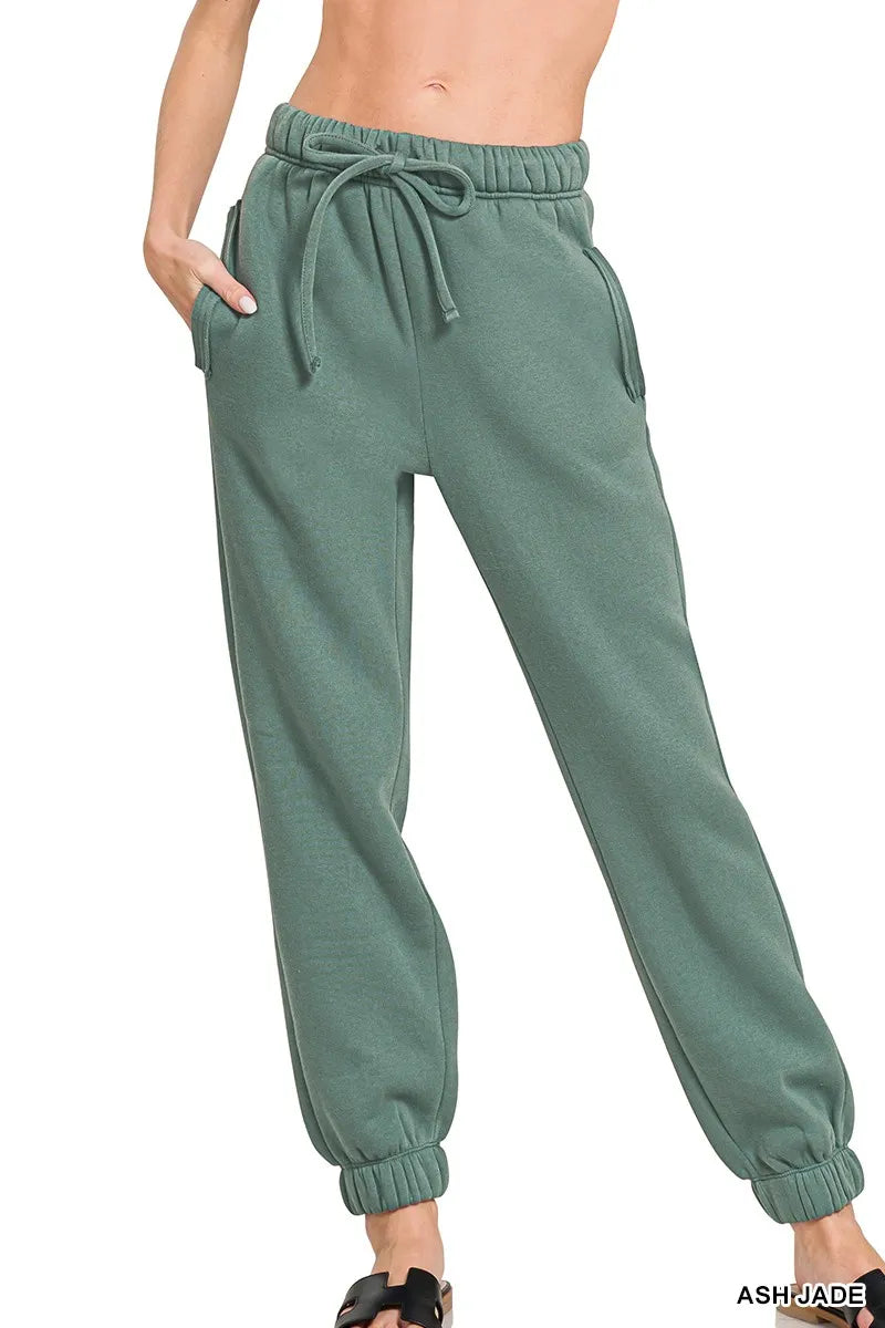 Sarah Express Women's Fleece Drawstring Joggers With Pockets ASH JADE