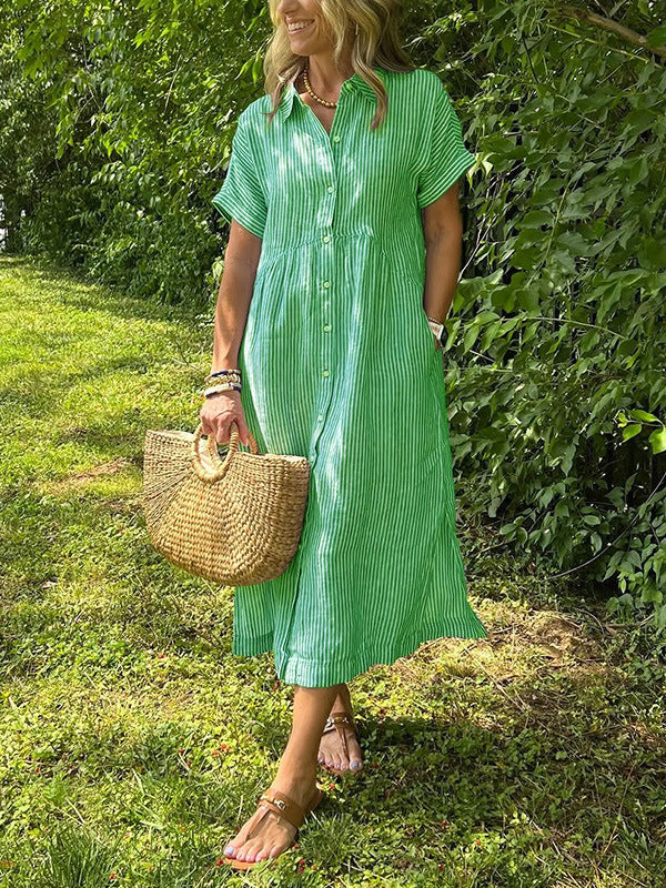 Sarah Express Women's Loose Striped Short Sleeve Casual Dress Plus Size