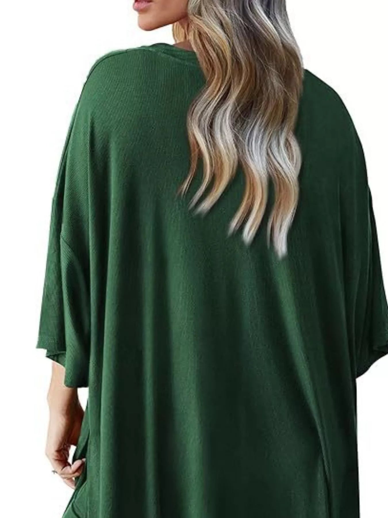 Sarah Express Women's Two Piece Slit Round Neck Top and Pants Set - Casual Loungewear Outfit