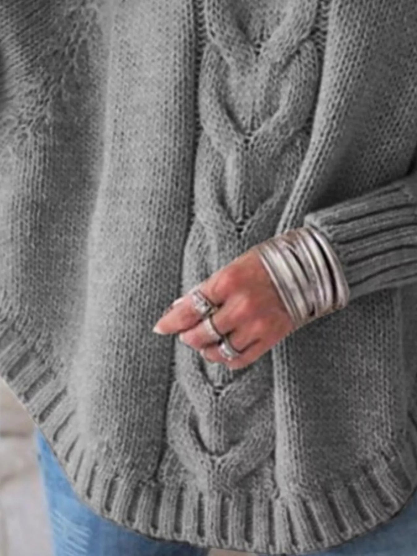 Sarah Express Women's Cable-Knit Long Sleeve Sweater Plus Size