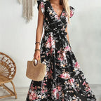 Sarah Express Women's Black Floral Print Dress Polyester