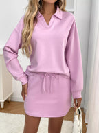 Sarah Express Women's Dropped Shoulder Top and Skirt Set