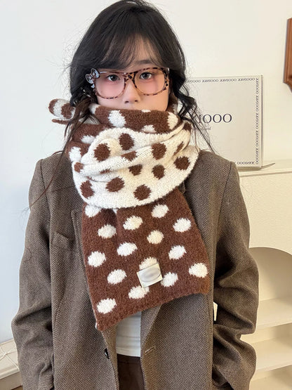 Sarah Express Women's Polka Dot Knitted Scarf Brown ONESIZE